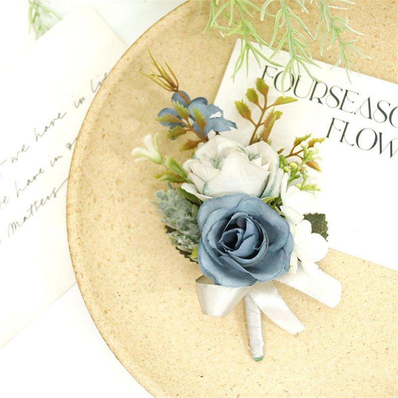 Гость, банкет, вечеринка, свадьба, стиль Мори, наручные цветы, свежий синий цвет, корсаж