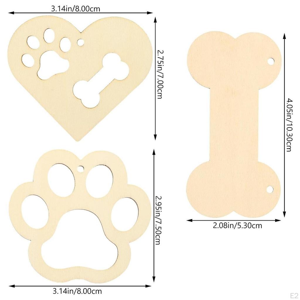 36x Unfinished Wood Pieces Wooden Slices with Hole Party Favor Tags Pendants for Decoration Painting