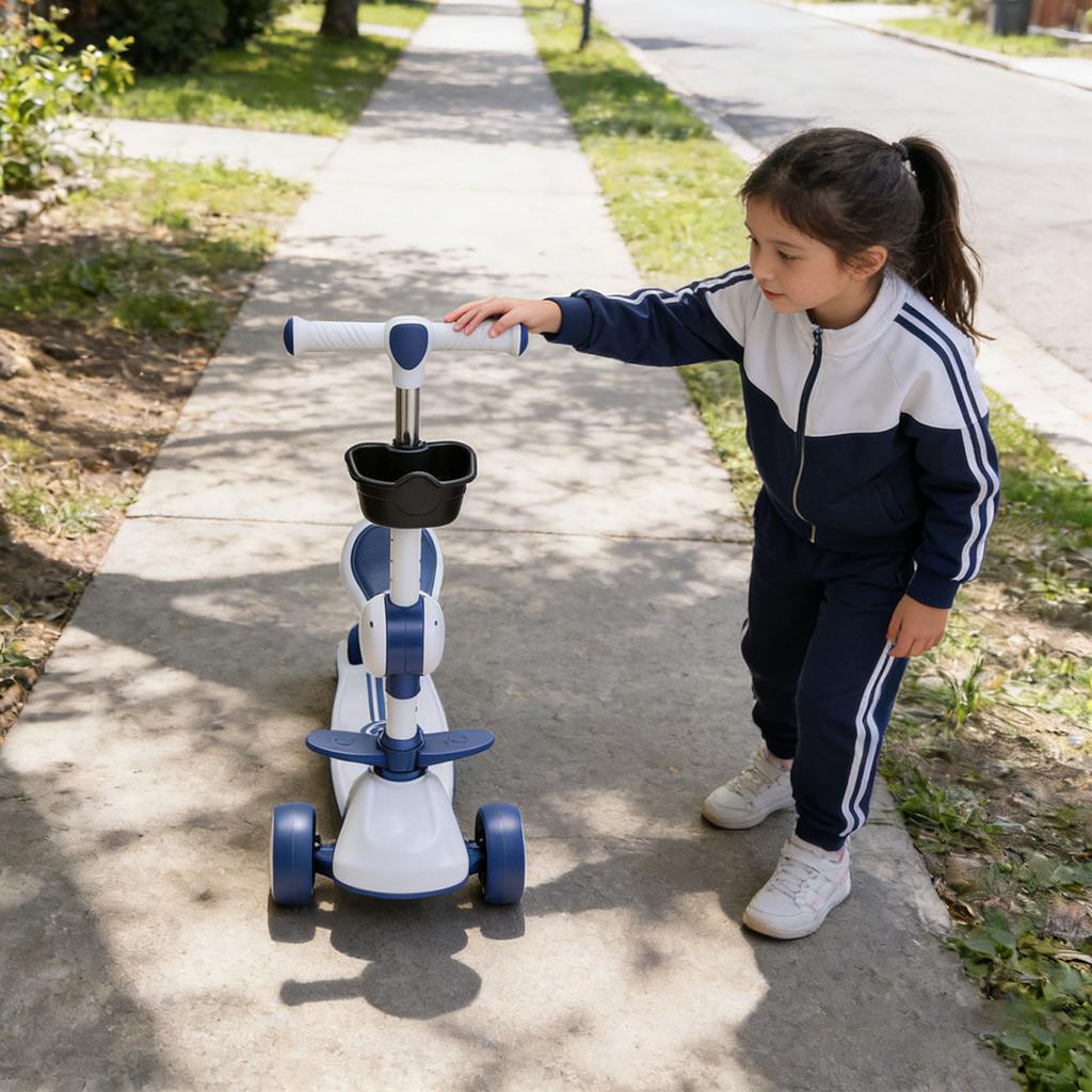 3-колесный самокат со светодиодной подсветкой, рулем и съемным сиденьем, складной самокат для активного отдыха