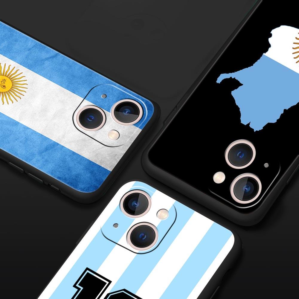 Роскошный чехол для телефона для iPhone 11 12 13 15 16 14 Pro Max X XR XS 7 8 Plus 2020 Черный Мягкий чехол Funda Флаг Аргентины Футбол 10