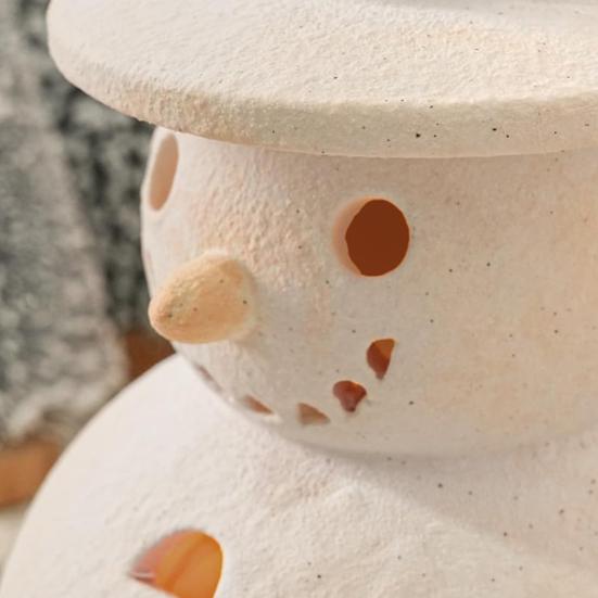 Фигурки снеговиков из терракоты ручной работы из белой глины, зимний декор, праздничное деревенское украшение, для дома, для улицы, рождественское украшение