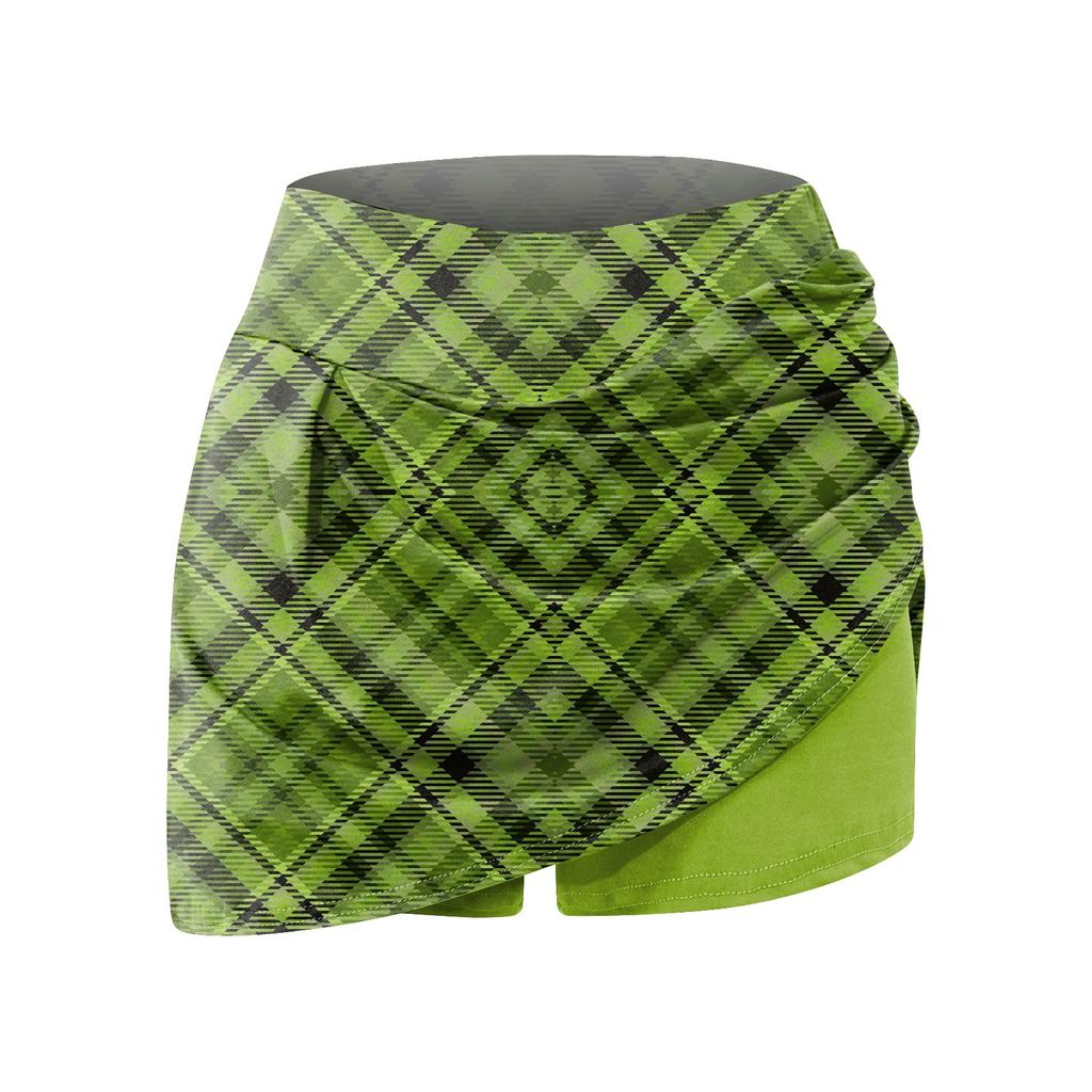 Женская спортивная эластичная теннисная юбка с принтом и высокой талией, плиссированные двухслойные леггинсы, короткая юбка