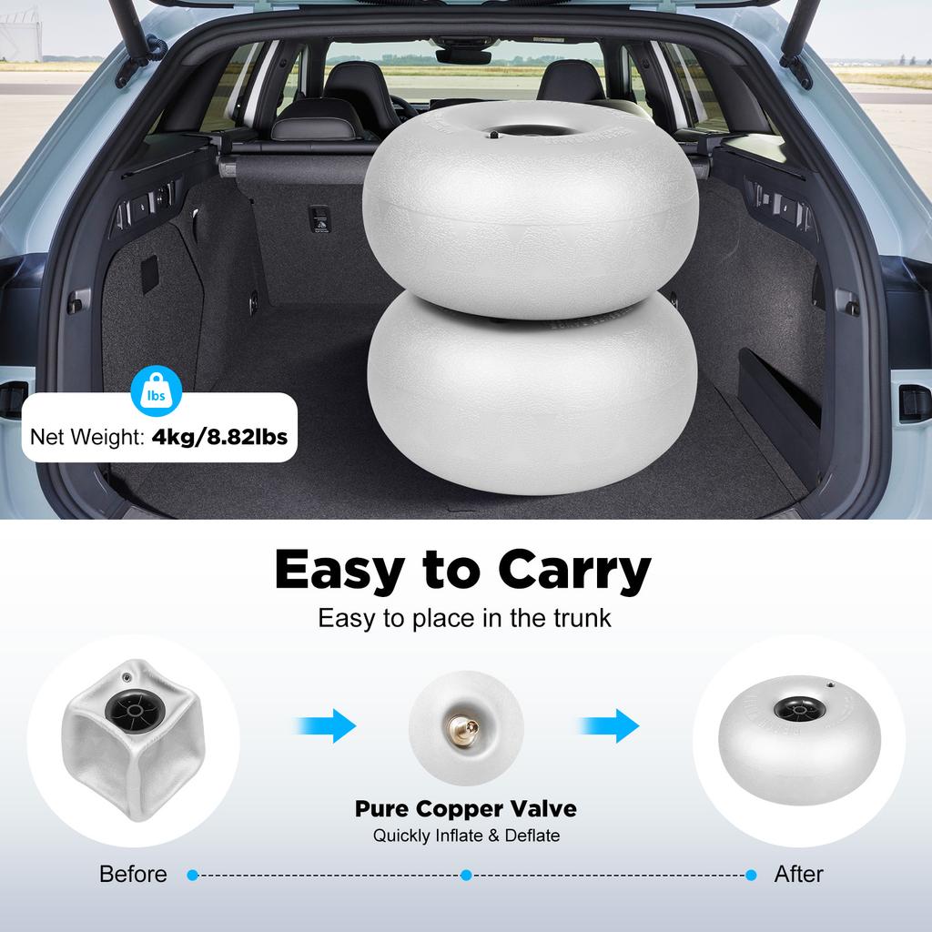 2PCS 16" Beach Balloon Wheels Inflatable for Sand,Heavy Duty 176lbs Capacity,Universal Fit for Beach Wagon,Kayak,Fishing Cart