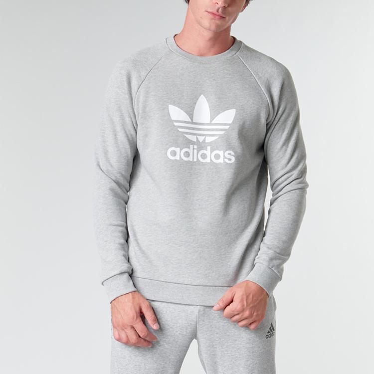 Adidas Мужская толстовка с круглым вырезом Originals Trefoil светло-серого цвета CY4573