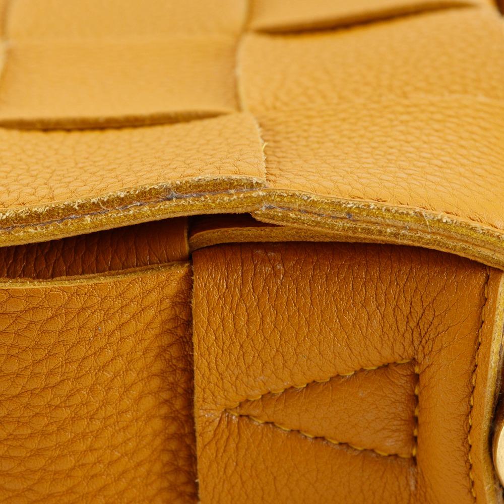 BOTTEGAVENETA Cassette Shoulder Bag 666870 Intrecciato Camel Calfskin Women Used