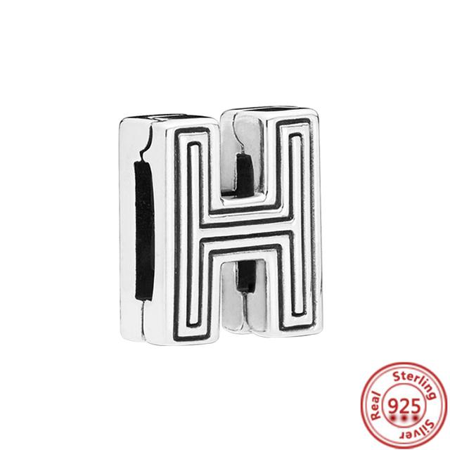 Стерлингового серебра 925 пробы, бусины, буквы, сердце, листья, круг, сверкающие клипсы, подвески, подходят для браслета с отражениями, ювелирные украшения