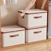 With Lid Linen Zipper Storage Boxes Foldable Clothing Storage Basket Wardrobe Organiser  Dormitory