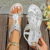 Summer New Platform Sandals Rhinestone Women's Sandals Large Size Elastic Band Foot Sandals