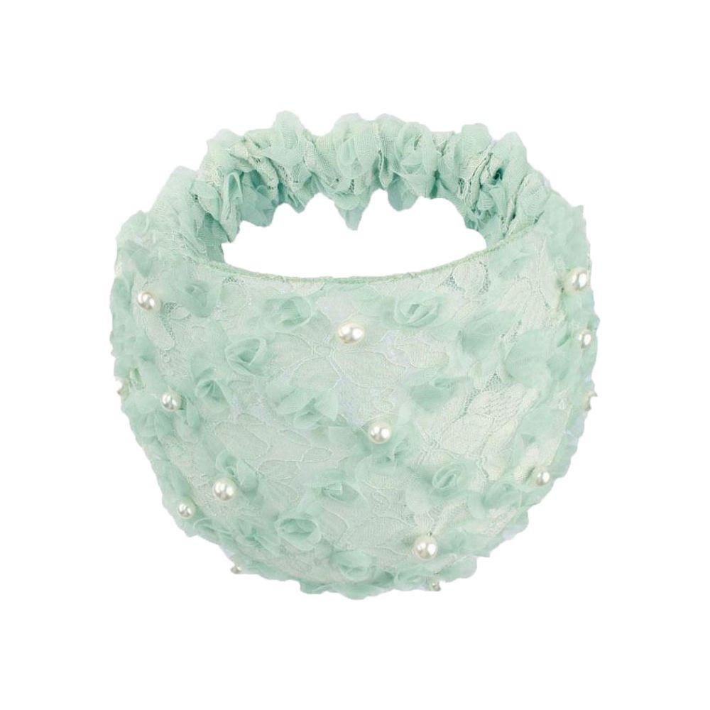 Винтажная сетчатая жемчужная широкая боковая повязка для девочек и женщин, повязка на голову с цветком, корейская кружевная повязка на голову