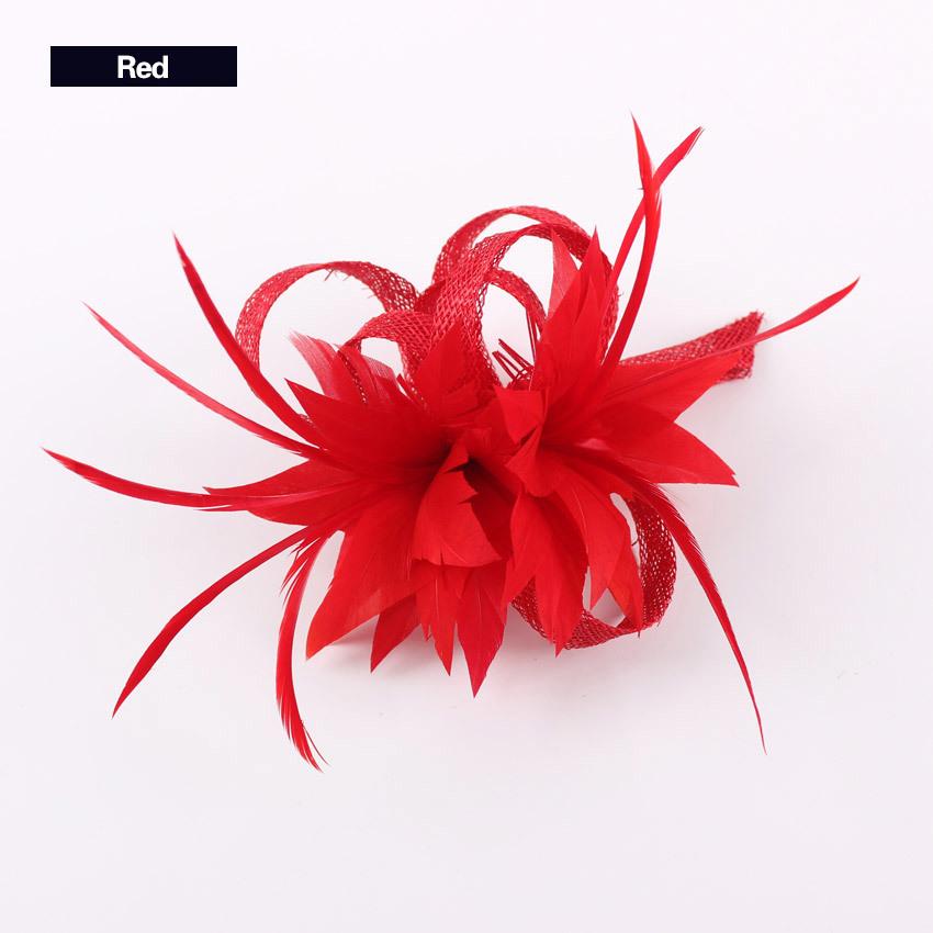Women Chic Fascinator Hat Cocktail Brooch Wedding Headpiece Church Headwear Party Feather Hair Accessories Sinamay Fascinators