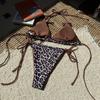 Sexy Leopard Bikini Suit Women Strap Push Up Swimsuit Three Points Bikini Set Low Waist Swimwear Women Summer Backless Beachwear