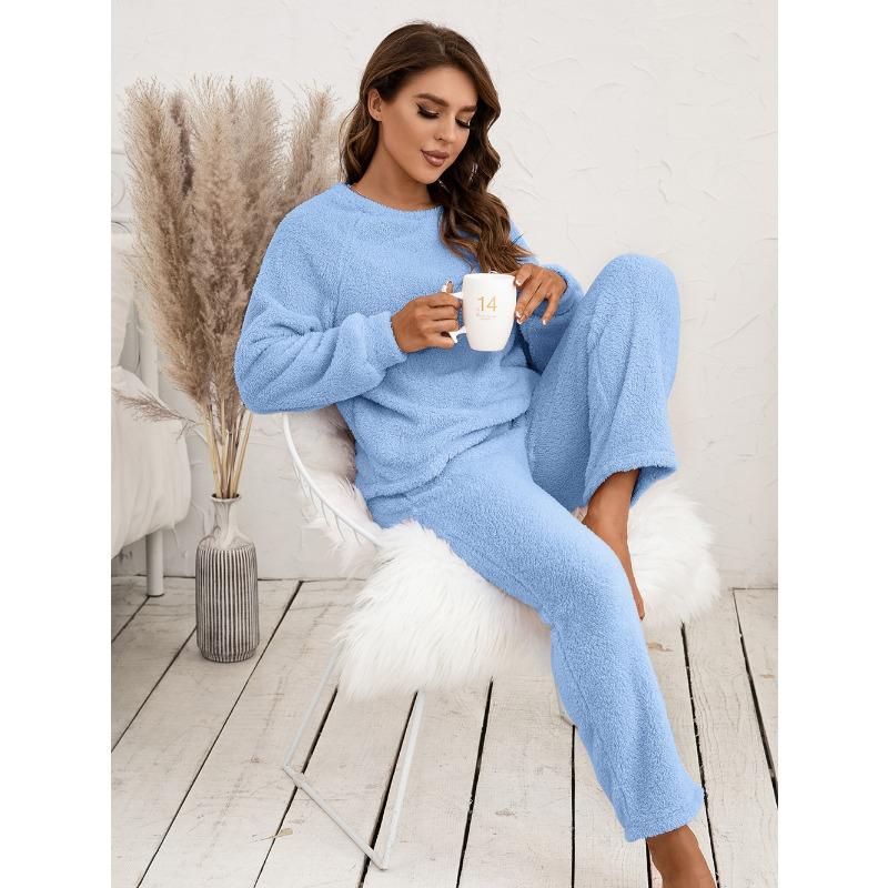 Plus Size Sweatshirt Pant Suit Loose Casual Homewear Double-sided Plush Two-piece Set