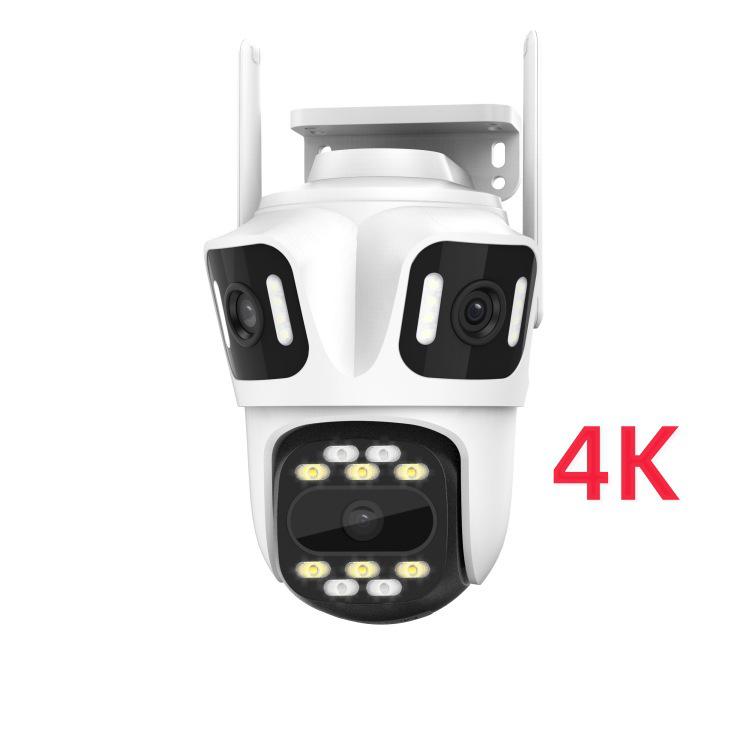 Беспроводная уличная PTZ-камера видеонаблюдения 4K с 8-кратным зумом, аудио и тройным объективом