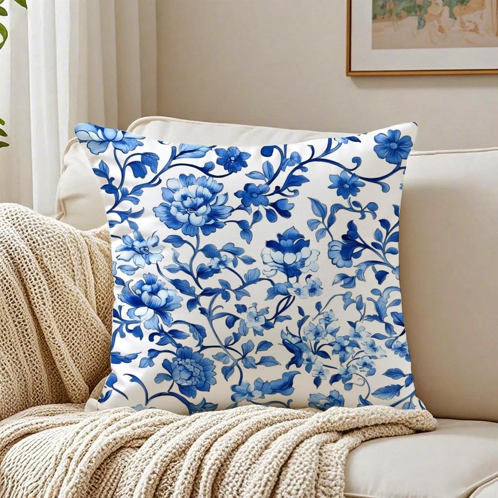 Oriental Classical Aesthetics Blue White Porcelain Cushion Cover Pillowcase Antidustmite living Room Sofa Decor Cushion Room