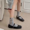 Winter Warm and Thick Small Diamond-shaped Button Wool Mid-calf Socks for Women's Autumn School Style Pile Socks
