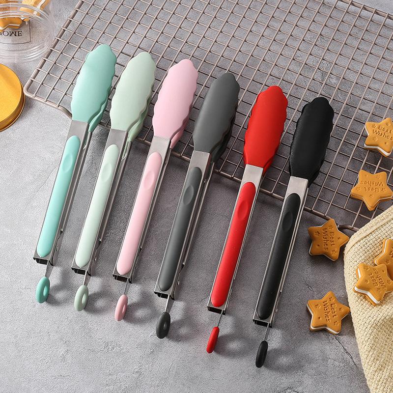 1/7/9/12inch Stainless Steel Food Clip BBQ Grill Steak Clip with Silicone Non-slip Handle Kitchen Accessories