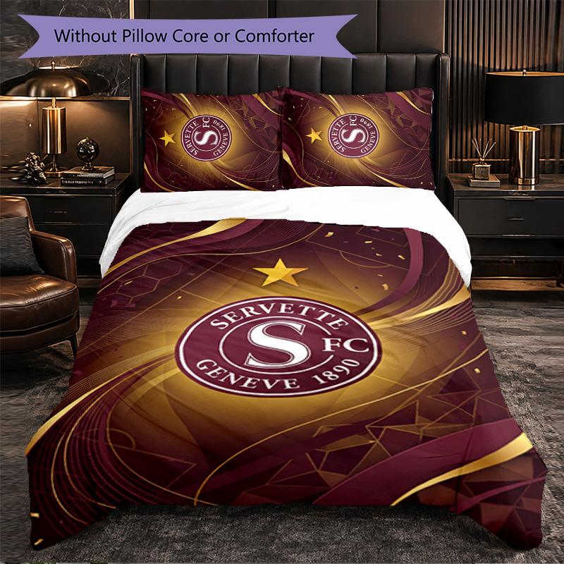 Servette FC Themed Bedding 3Pcs Duvet Cover Set Decorative Bed Linen For Teen Room Home Decoration