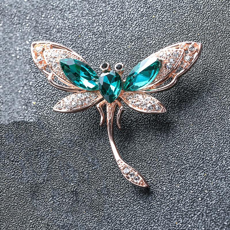 Temperament Dragonfly Brooch Female Retro Crystal Insect Brooch Temperament Pin Trendy Atmospheric Clothing Accessories