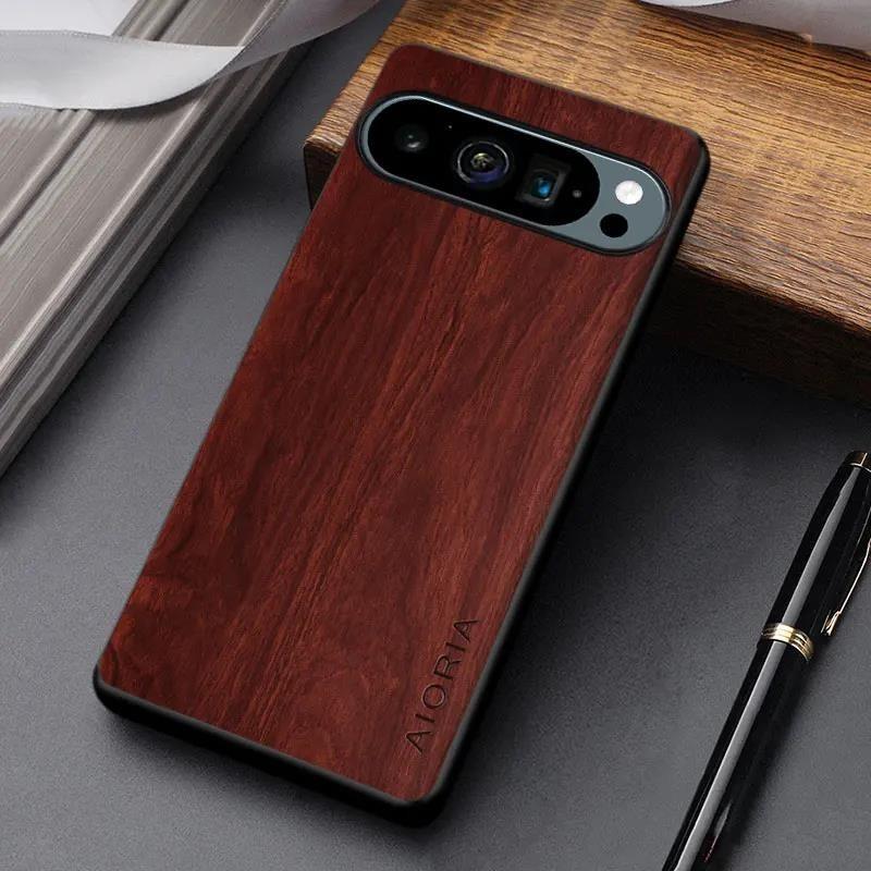 Чехол для Google Pixel 9 Pro XL 9A, прочный кожаный чехол с деревянным узором для Google 9 Pro, чехол Funda