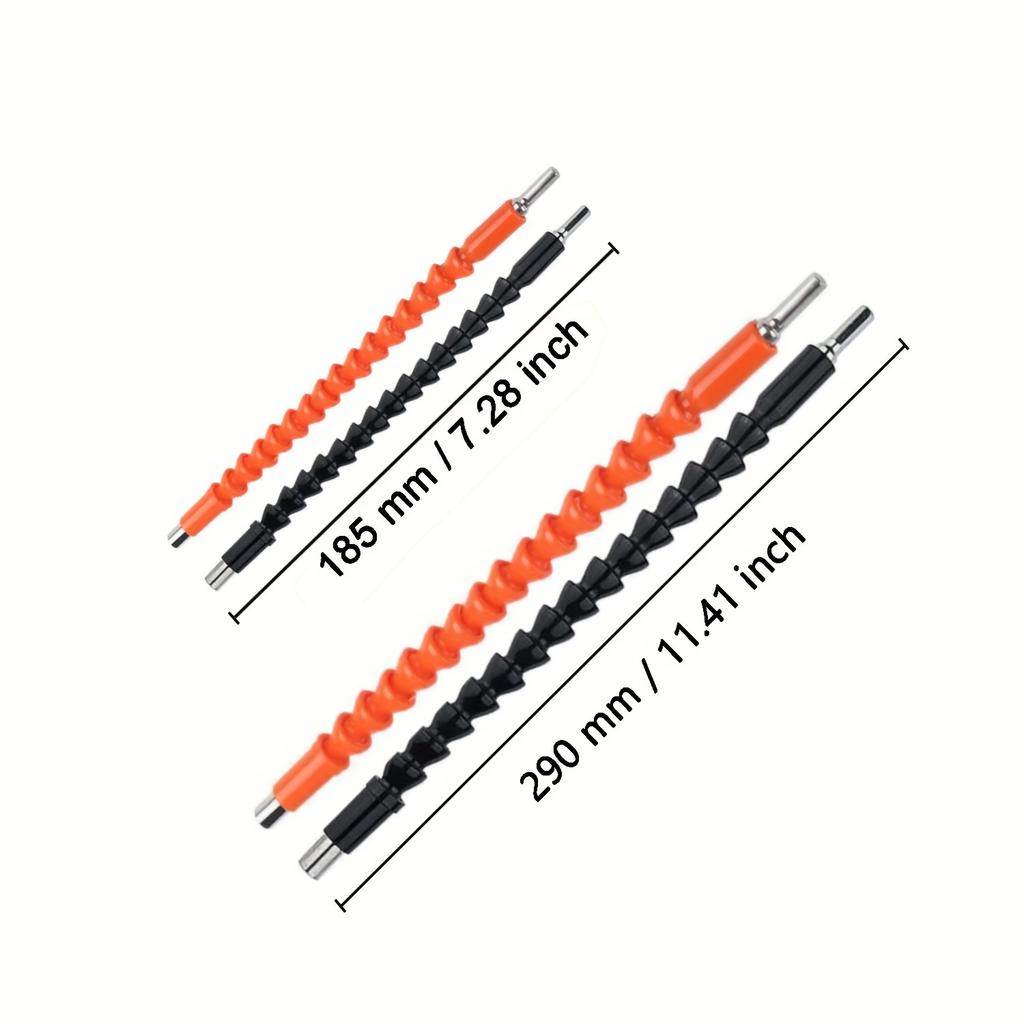 360-Degree Rotation Flexible Drill Bit Holder - High Carbon Steel, Hexagonal Head, Durable Black Coil Cable, Ideal for Drilling and Rotating Tools,