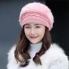Hat Women's Winter Warm Hat Outdoor Knitted Hat with Thick Velvet Beret Korean Version Hat