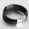 Fashion Classic Black Leather Braided Magnetic Buckle Bracelets for Men's Trendy Charm Casual Party Jewelry Gift