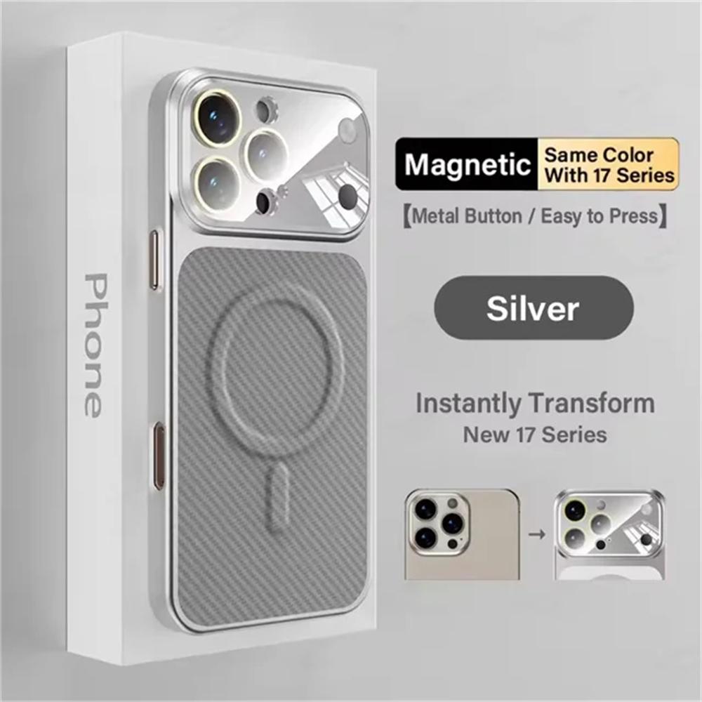 Роскошный кожаный чехол из углеродного волокна для iPhone 17 16 15 14 13 Pro Max для беспроводной магнитной зарядки Magsafe, противоударный чехол для телефона