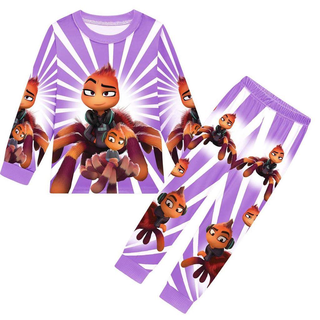 Детский Аниме Мультяшный Принт Плохие Парни Повседневный Комплект Одежды Футболка с Длинными Рукавами и Брюки для Мальчиков и Девочек