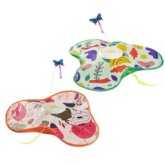 3-in-1 Hide And Seek Cat Toy Interactive Automatic Play Toy with Butterfly Wand And Moving Concealed Feather Kitten Exercise Hunting Game for Indoor