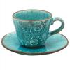 Mino Ware Coffee Bowl Plate, Unique Arabesque, Blue, Made In Japan 502-07