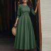 ZANZEA Women Casual Round Neck 3/4 Sleeve A-Line Long Dress