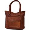 Women's Tote Purse Vintage Brown Goat Leather Shoulder Handbag Handmade Shopper