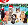 5D Full Square Diamond Embroidery Cat Handicraft New Arrival Diamond Painting Animal Rhinestone Kit Snow Christmas Gift