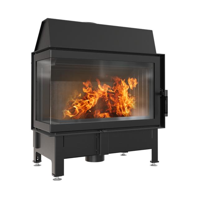 Угловая каминная вставка KRATKI ZIBI 12 кВт Ø180 левая черная входная часть SET