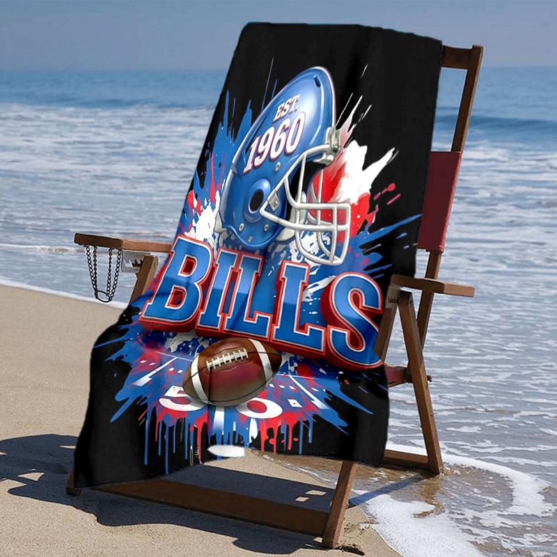 proof beach towel with Buffalo Bill LOGO pattern - soft,absorbent,quick-drying,machine washable - perfect for swimming,camping,bathing