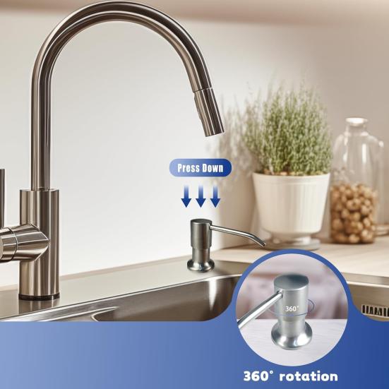 Дозатор для мыла из нержавеющей стали с удлинительной трубкой 100 см. Пресс для кухонной столешницы. Встроенная раковина. Головка насоса для дозирования жидкого мыла для мытья посуды.