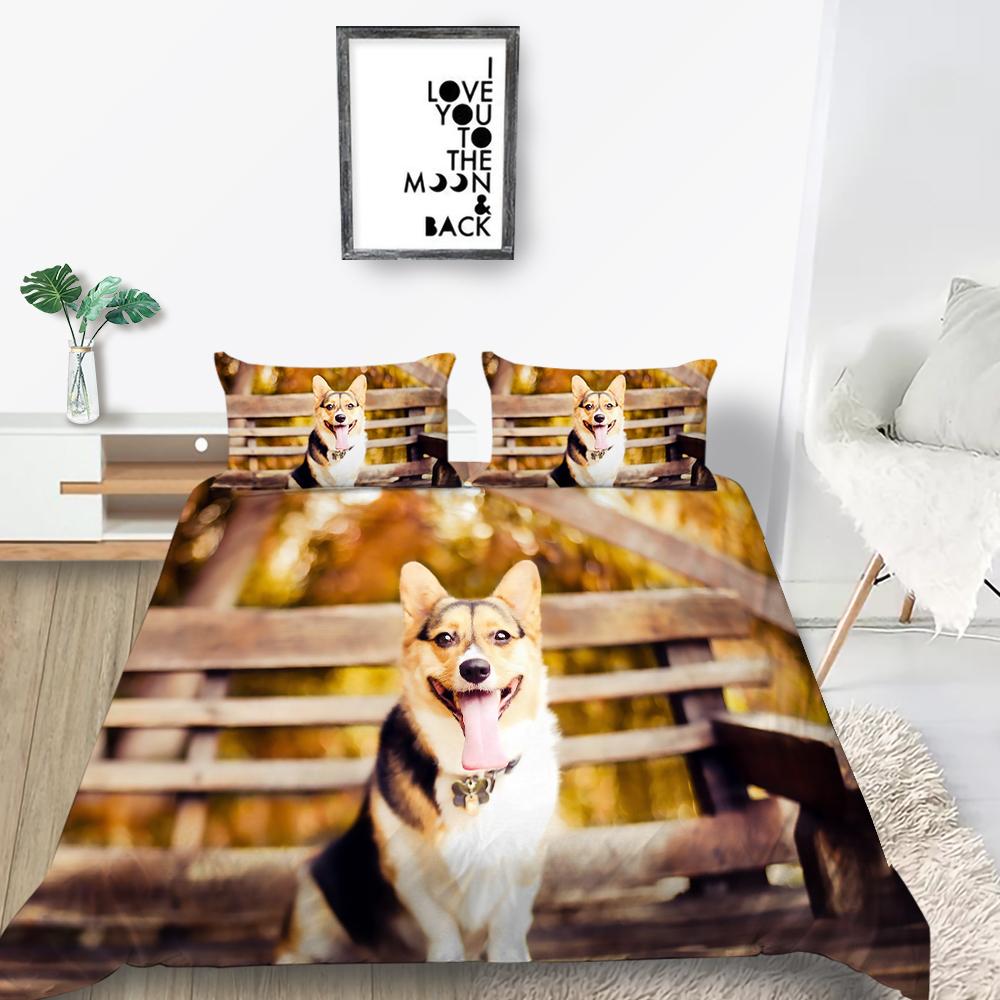 Новая мода Цветок Пододеяльник Комплект домашних животных Постельное белье Собаки Наволочка Дизайн Домашний текстиль Мультфильм Мужчина Женщина Одноместный Чехол на кровать King Size