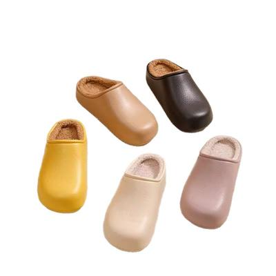 Зимние водонепроницаемые домашние тапочки из хлопка с нескользящей подошвой для пары