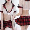 Pure Senior Sister Uniform Hot Perspective Uniform Temptation Sexy Underwear Black and Red Plaid Skirt Set