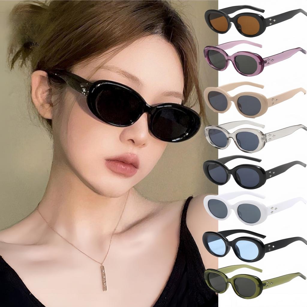 Oval Sunglasses For Men Women Fashion Retro Rice Nail Design Shades Eyewear Female Candy Color Goggle Fishing Sun Glasses