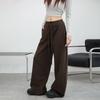 Коричневые повседневные спортивные штаны женские осенне-зимние новый дизайн с чувством высокой талии прямые на шнуровке узкие широкие штаны