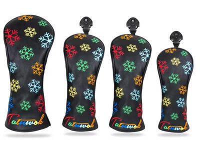Чехол для клюшки для гольфа для драйвера 440cc 460cc Чехол для дерева Чехол для вудвуда Чехол для утилити UT Водонепроницаемый Снежинка 4 x FW x UT x (набор (ДР 1, 2, 1), черный)