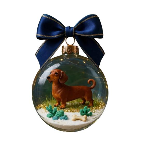 Animal Christmas Ball Ornaments Handcrafted 3D Turtle/Penguin/Bee/Dachshund Clear Ball Ornament for Xmas Tree Holiday Home Party Decor