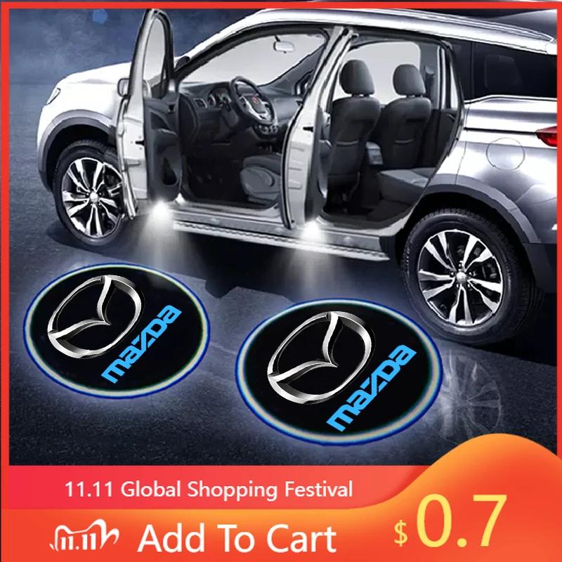 2025 Горячие 1/2 шт. Светодиодная лампа-проектор приветствия на дверь автомобиля Декоративная лампа для Mazda 3 5 6 323 626 CX-3 CX-4 CX-5 CX-7 CX-9 Axela 6 RX