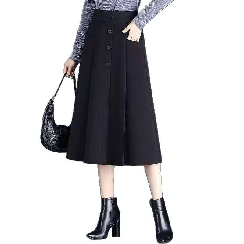 Шерстяная юбка миди А-силуэта плиссе для женщин - Коллекция весна, осень, зима 2025