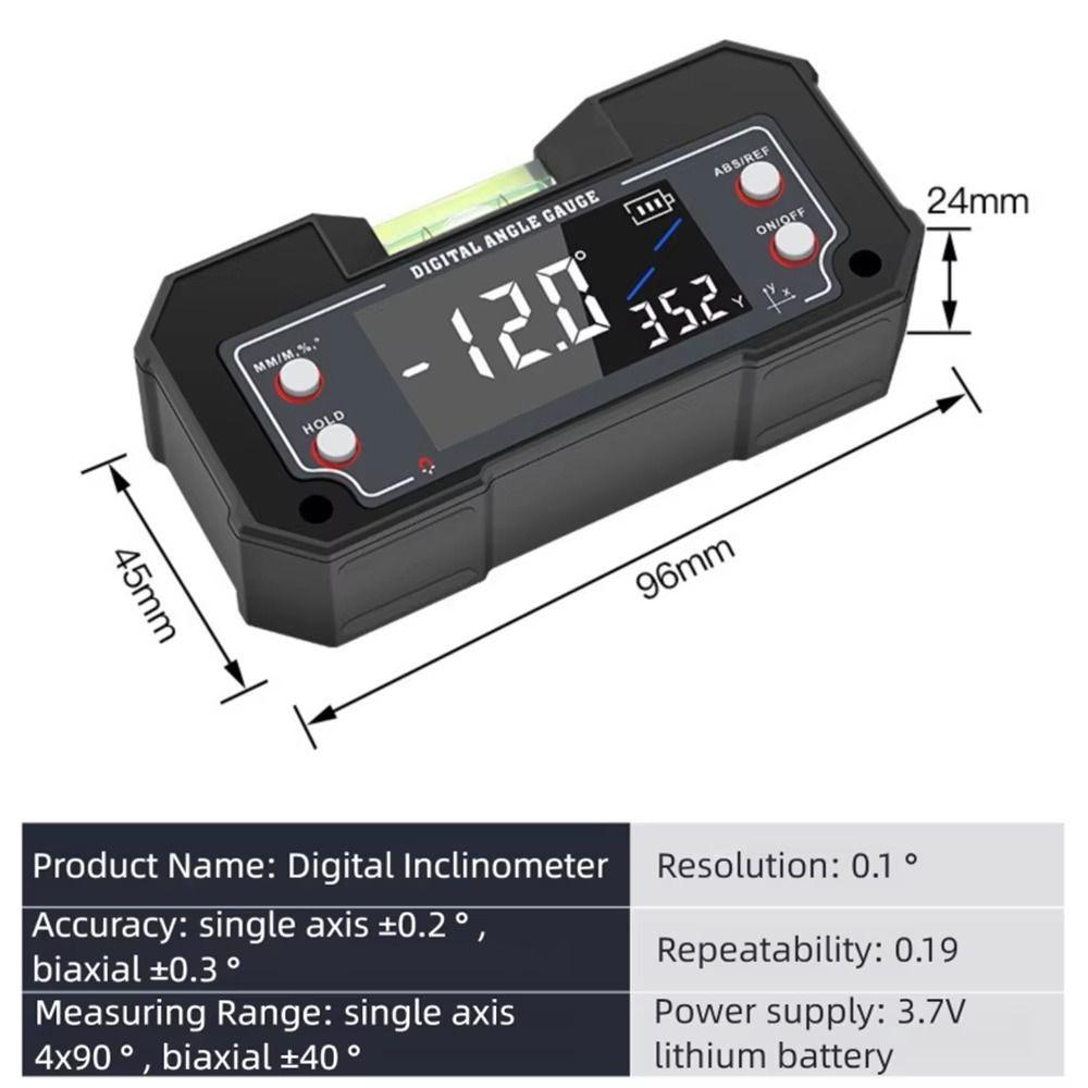 Multifunctional Digital Angle Gauge Rechargeable LCD Display Bevel Inclinometer with Bubble Magnetic Digital Inclinometer