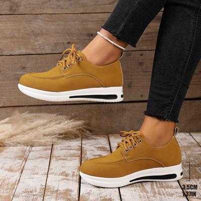 Женские лоферы на танкетке из искусственной замши, осенние, на шнуровке, на толстой подошве, повседневная обувь, женские, больших размеров 43, противоскользящие кроссовки на платформе