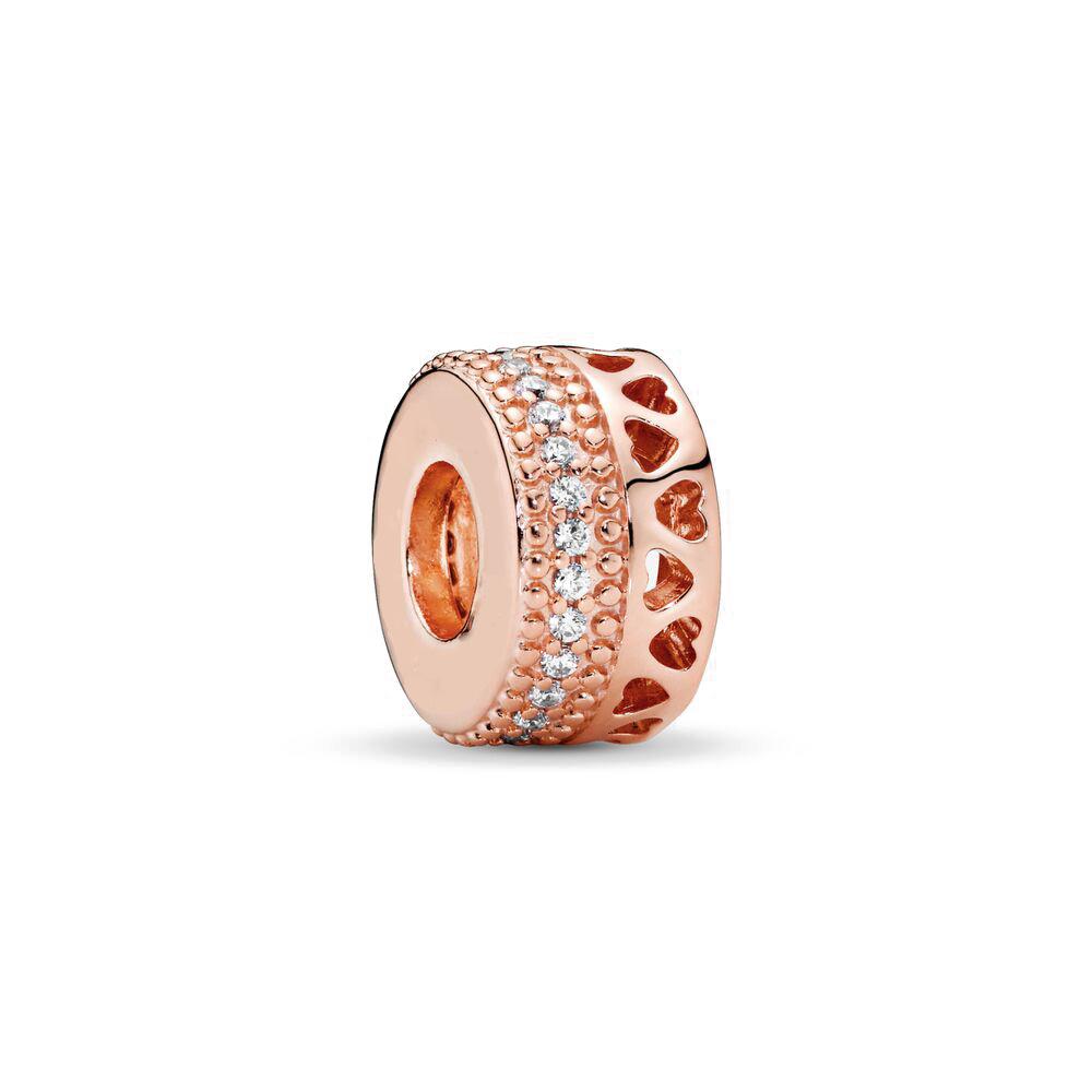 Серия Rose Gold Подвески-бусины в форме сердца Цветок Зажим Медь Подходит для Европейских Оригинальных Браслетов Сделай сам Элегантные Украшения