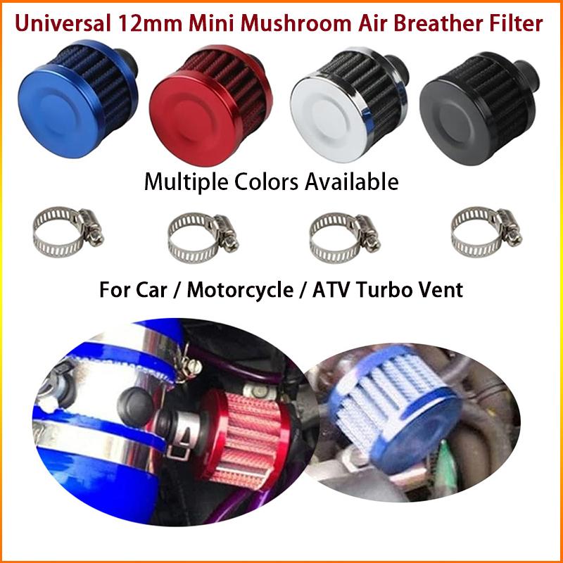 ZG 12MM Mini Mushroom Breather Filter Universal Car Motorcycle ATV Crankcase Turbo Vent Air Filter Easy Clamp‑on Installation