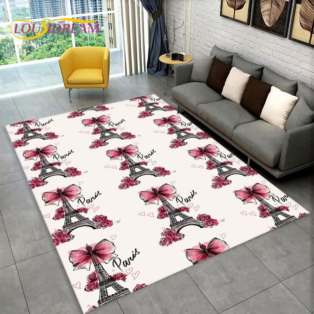 Франция Париж Эйфелева башня романтический художественный коврик, ковер для гостиной, спальни, дивана, коврик для кухни, декор, нескользящий напольный коврик